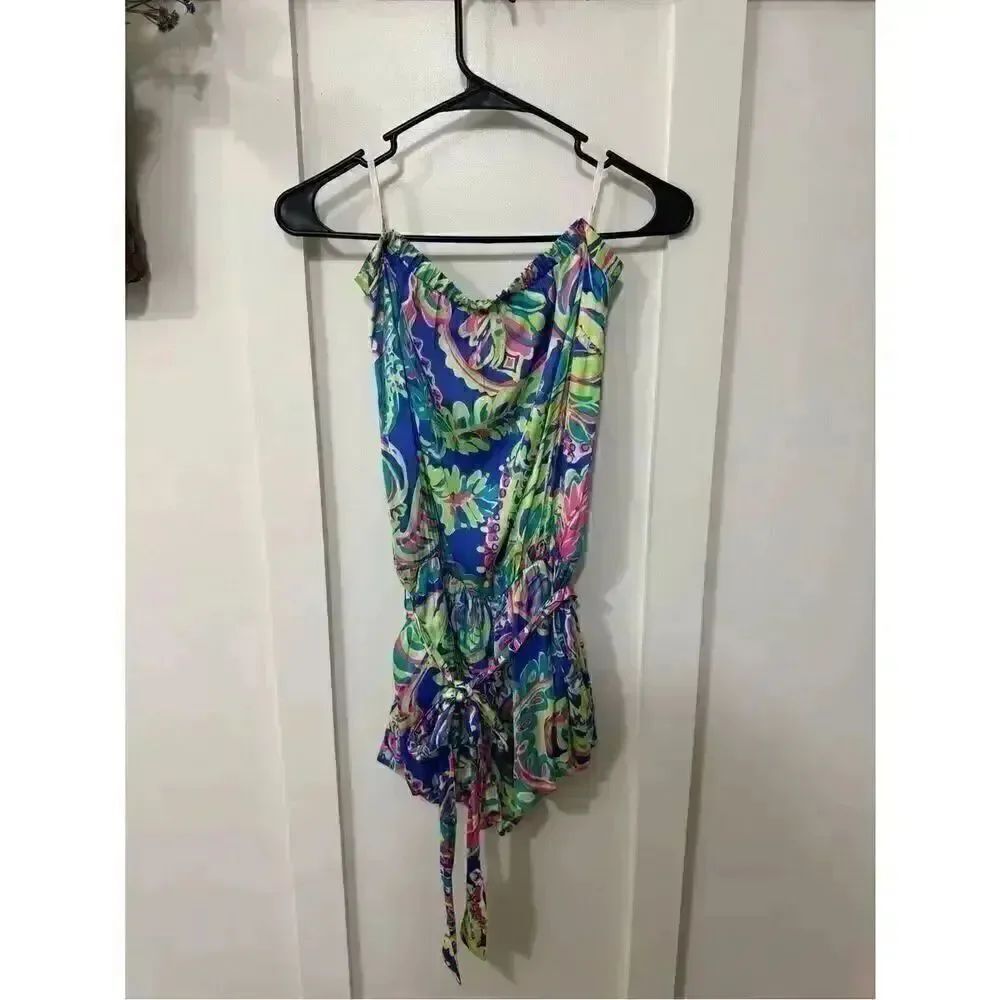 Lilly Pulitzer Blue Pink Green Printed Romper
